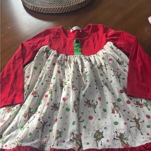 Festive Red and Green Kids Dress